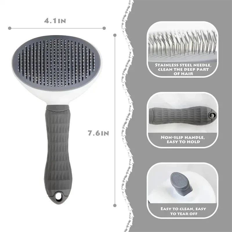 Brosse de toilettage anti-poils pour chat et chien Pawtiko - nettoyage en un clic