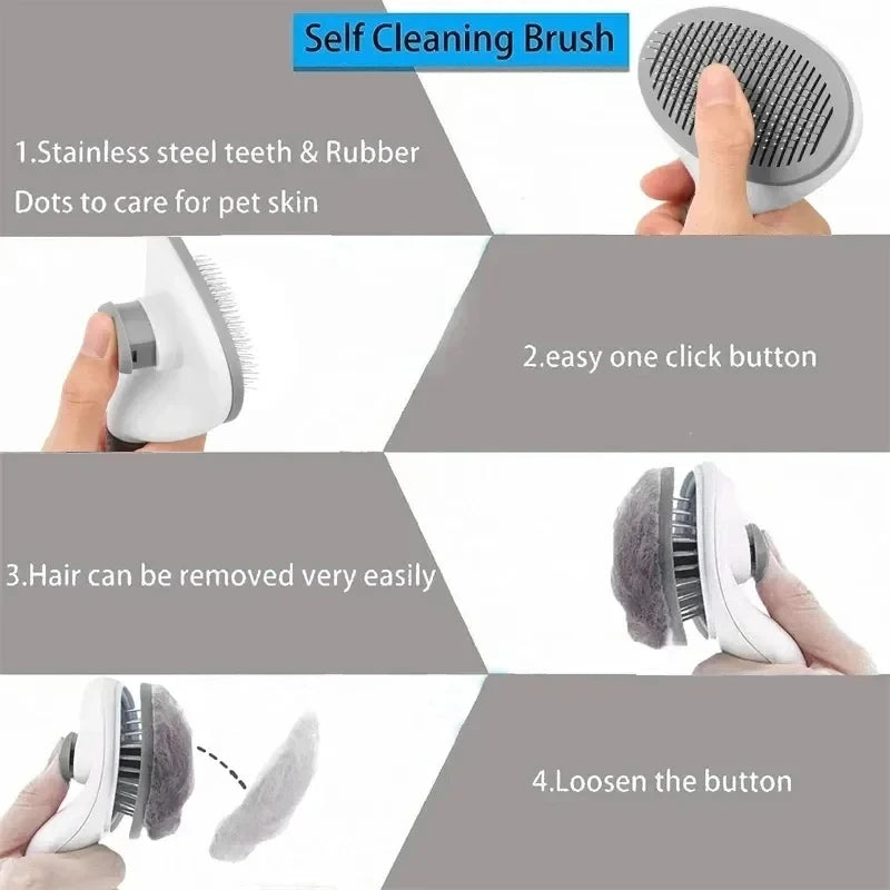 Brosse de toilettage anti-poils pour chat et chien Pawtiko - poils collectés
